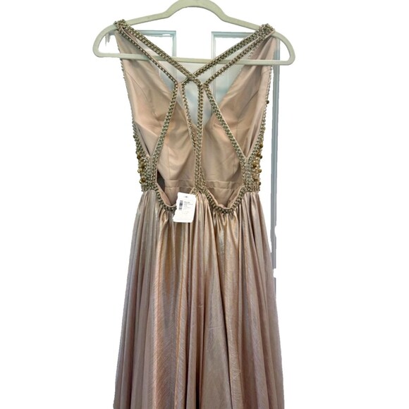 NWT Mac Duggal Gold Long Prom Formal Dress Size 8 Sequins Embellished $598 - Picture 10 of 10